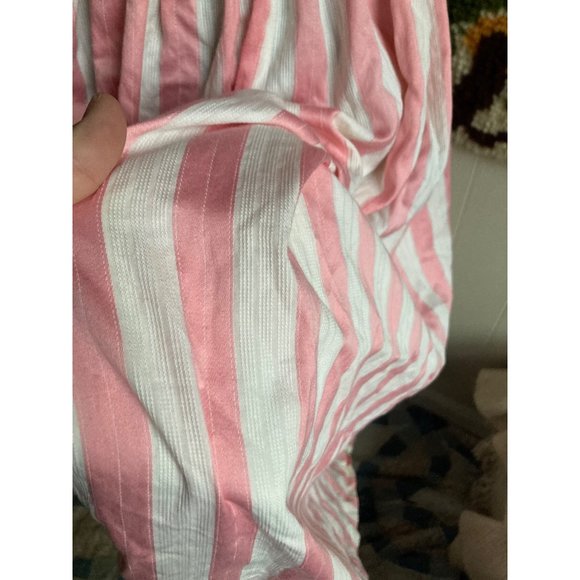 80's VTG 100% cotton coquette pastel cream & pink candy striper blouse and skirt - Picture 6 of 9